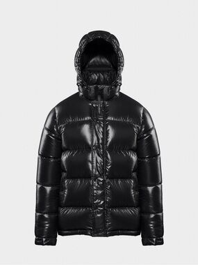 Aritzia TNA Mr. Super Puff Black Glossy Down Puffer Coat Size Small